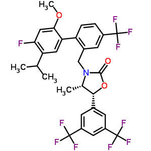 875446-37-0 (4S,5R)-5-[3  ,5-双(三氟甲基)苯基]-3-{[4'-氟-2'-甲氧基-5'-(丙-2-基)-4-(三氟甲基)联苯基-2-基]甲基}-4  -methyl-1,3-oxazolidin-2-one