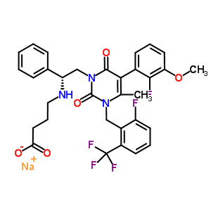 832720-36-2 钠 4-[[(1R)-2  -[5-(2-fluoro-3-methoxy-phenyl)-3-[[2-fluoro-6-(trifluoromethyl)phenyl]methyl]-4-methyl-2,6-dioxo-pyrimidin-1-yl]  -1-苯基-乙基]氨基]丁酸酯